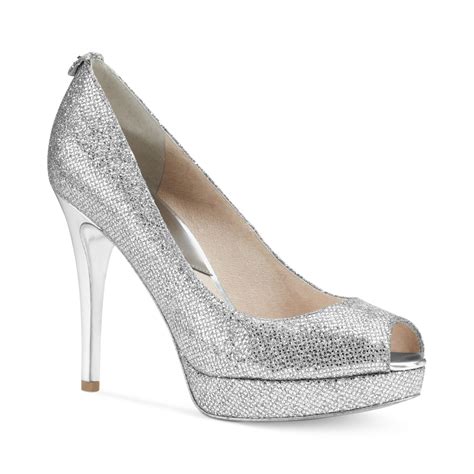 silver heels michael kors